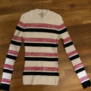 NEW WITHOUT TAGS Maje Ribbed Mockneck Striped Sweater